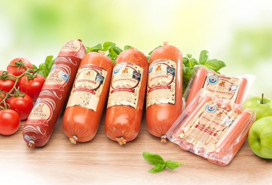 Embalagem de alimentos com filme impresso Cássaro de salsicha sintético PVDC Cássaro de salsicha tubular