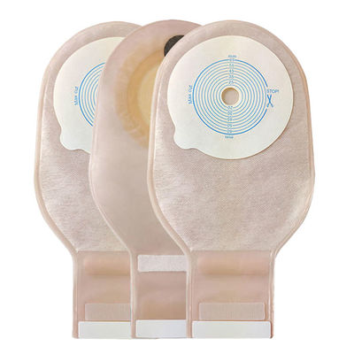 Saco médico de uma peça de ostomia Saco de estoma Cor bege Drenável 65mm Corte Sistema de uma peça Saco de ostomia