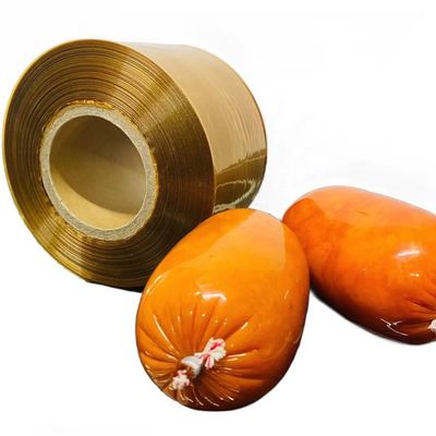 Calibre 19 mm Calibre 220 mm Cássado de salsicha artificial impresso Filme de embalagem de alimentos de plástico Nylon PA / PVDC